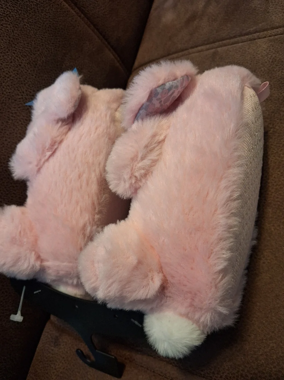 Wonder Nation Plush Pink Bunny Cozy Slippers Size 5-6 Girls